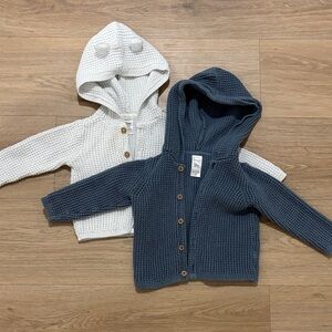 Carter's Knit Hooded Cardigans - White and Blue